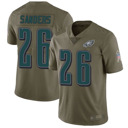 Men Philadelphia Eagles #26 Miles Sanders Limited Olive 2017 Salute to Service Football NFL Jersey